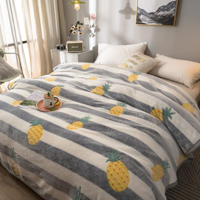 Wool Blanket For Full Striped&Pineapples