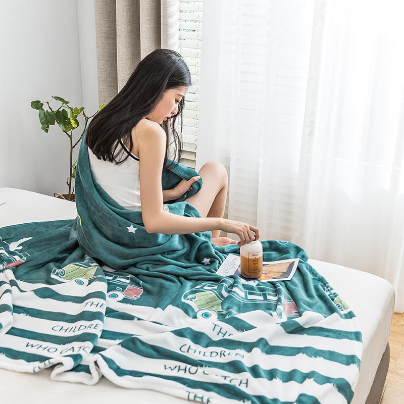 Green Cartoon Painting Blanket For King