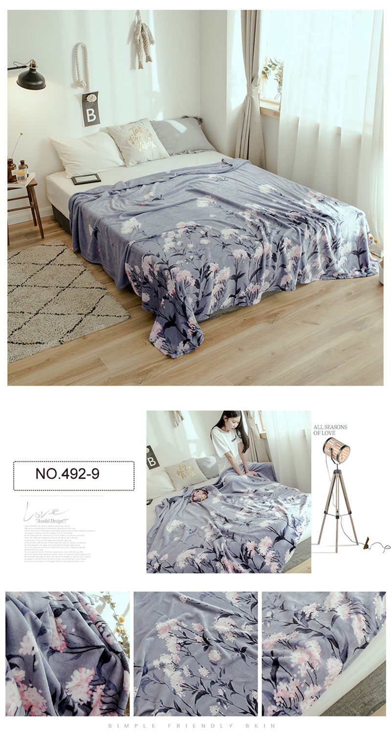 Fleece Blankets Print Floral Comfortable