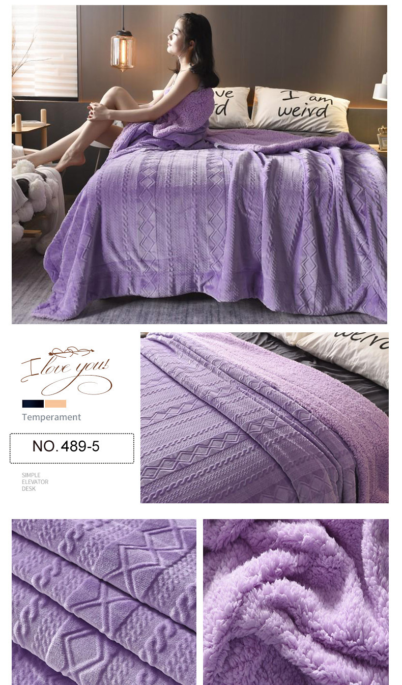 Double Layers 100% Polyester Sherpa Bedding Throws