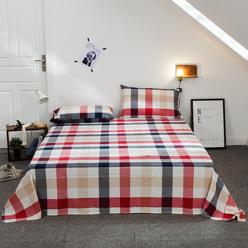 Made In China Plaid Bed Sheet Set