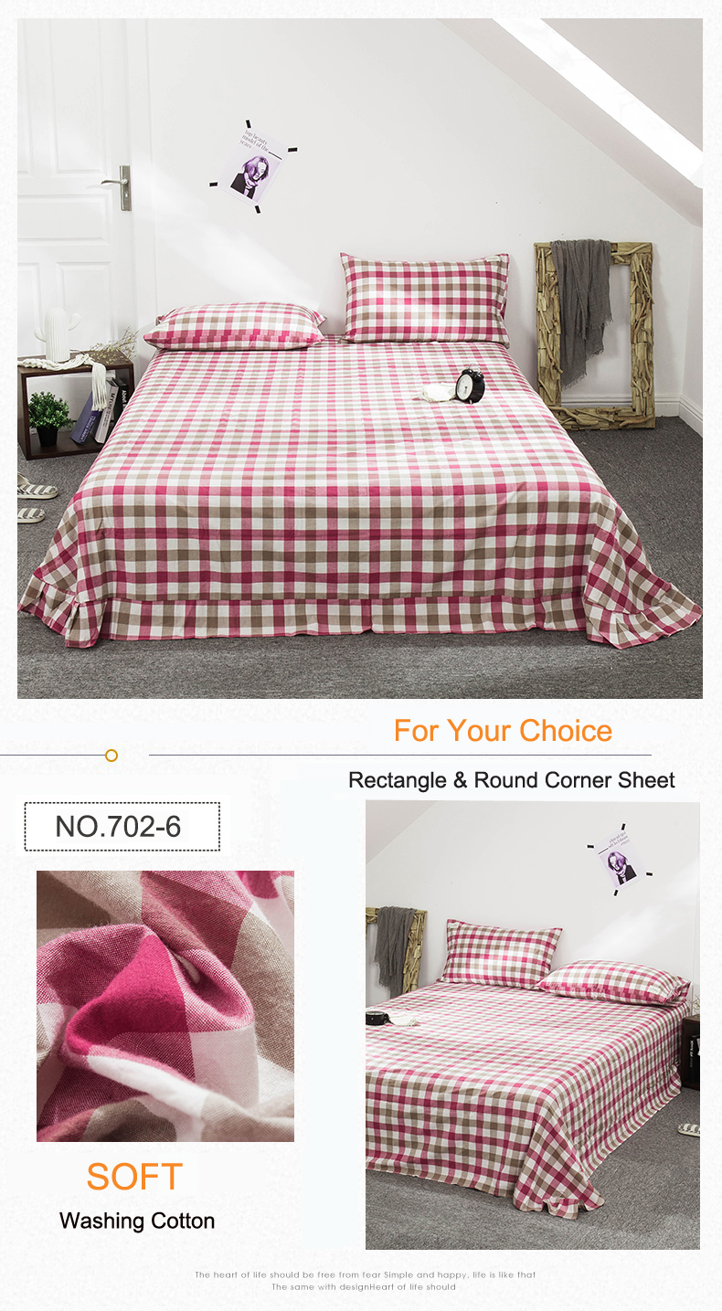 Bedsheet Queen Plaid Bed Linen Luxurious