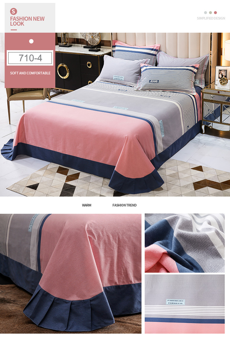 Sheet Set Comfortable Wrinkle For Single Bed