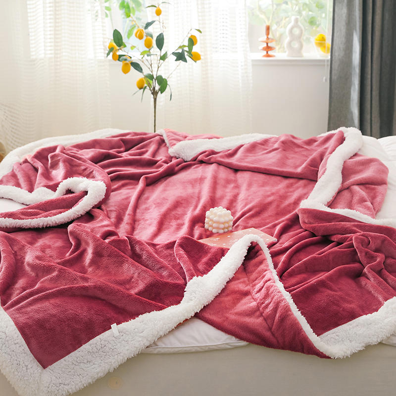 Fluffy Thick Faux Fur Blanket Salmon&White