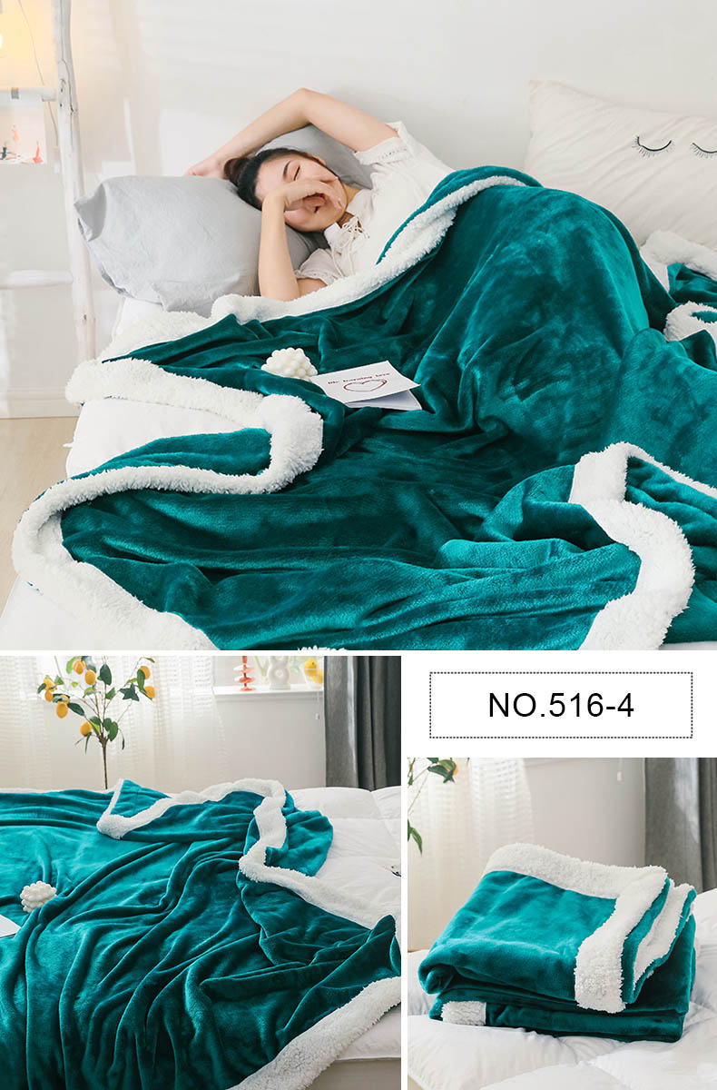 Light Cyan&White For Single Size Coral Blanket