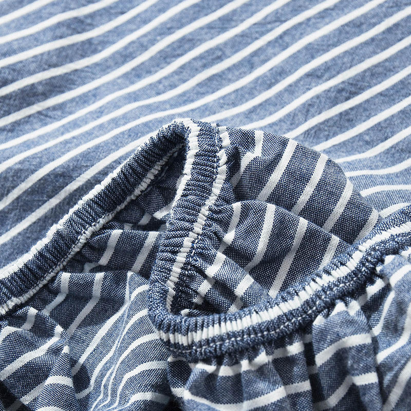 Fitted Sheet Single Navy Striped