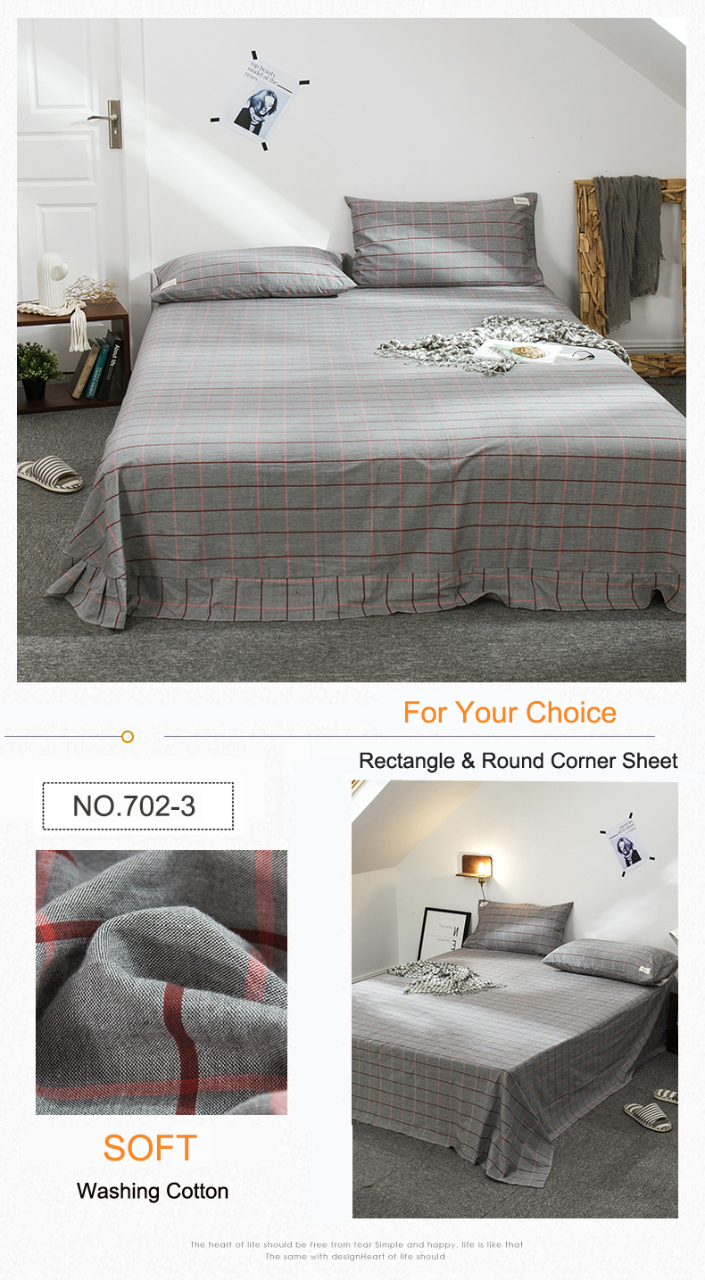 Queen Plaid Bed Linen Luxurious Bedsheet