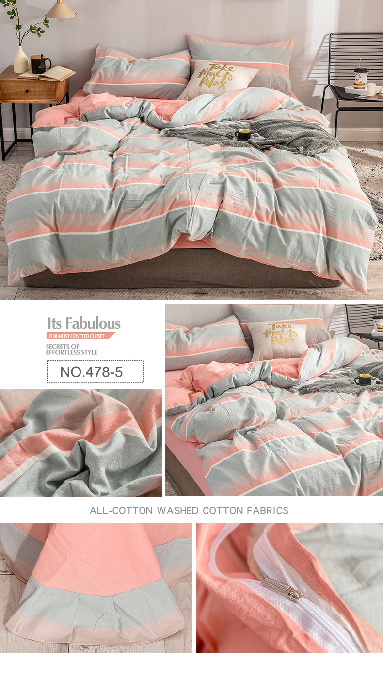 Home Bedding Bed Sheet Set 100% Washed Cotton