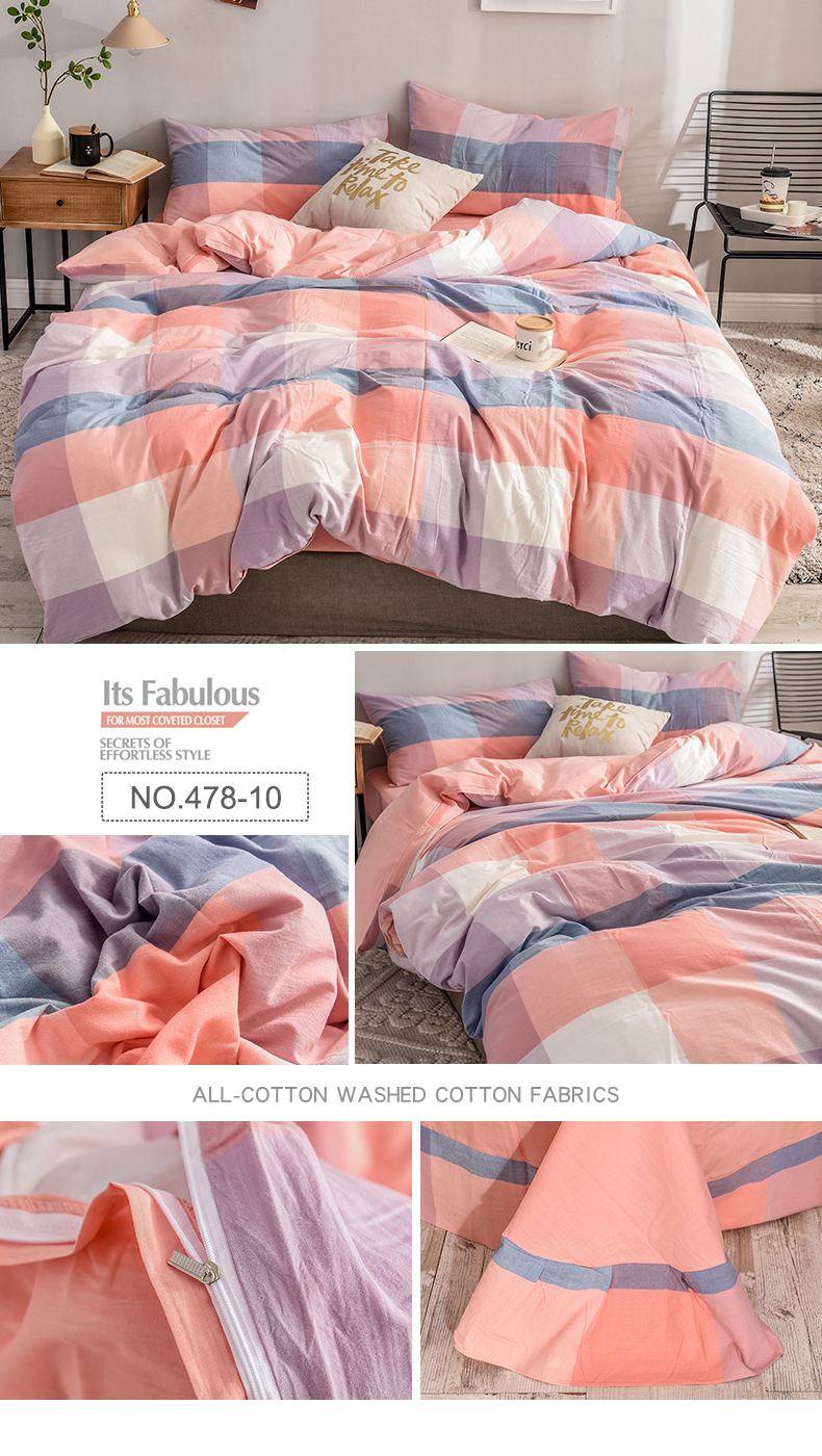 Pink Gingham High Quality Bed Sheet Set