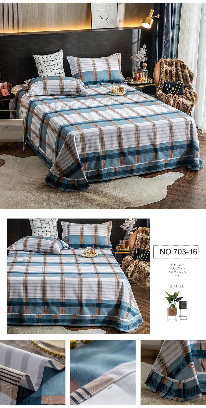 Bedsheet Washed Blue Bedding Set