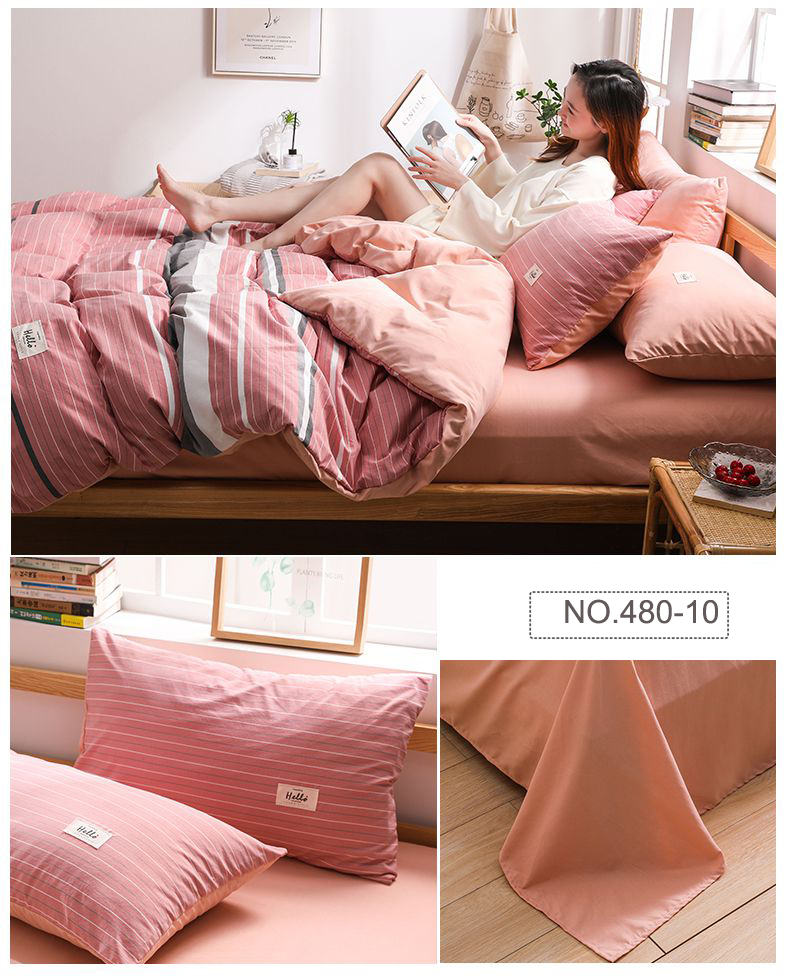 Home Textile Light Grey Gingham Bed Sheet Set
