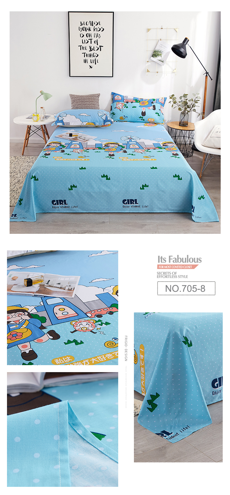 For 4PCS Double Bedsheet Bedding Set