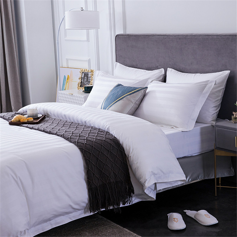 Quality White Stripe bed sheets set