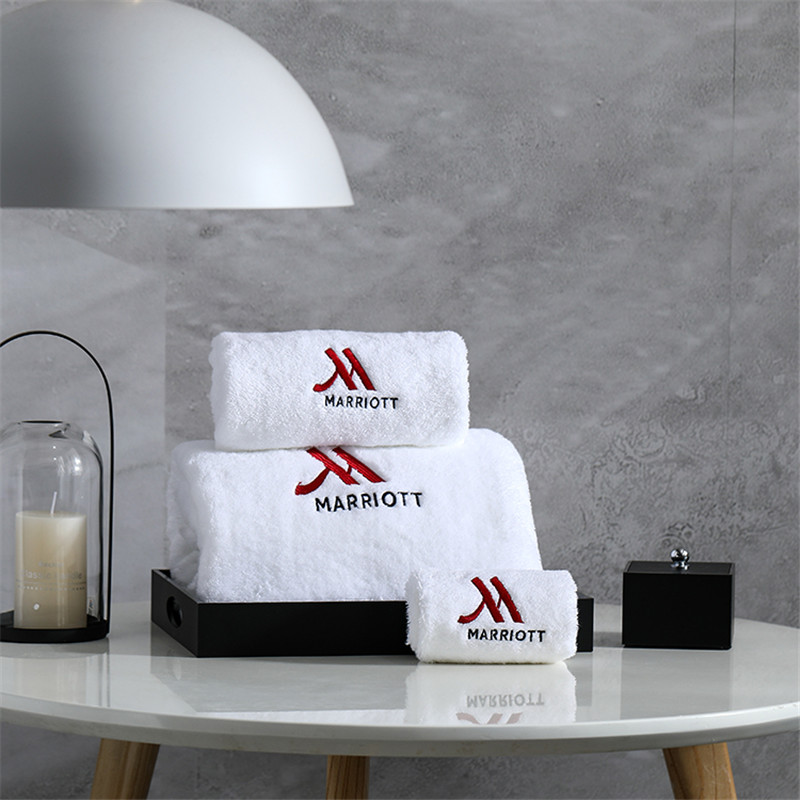 Egyptian Cotton Embroidery logo Hand Face Bath Towel Set