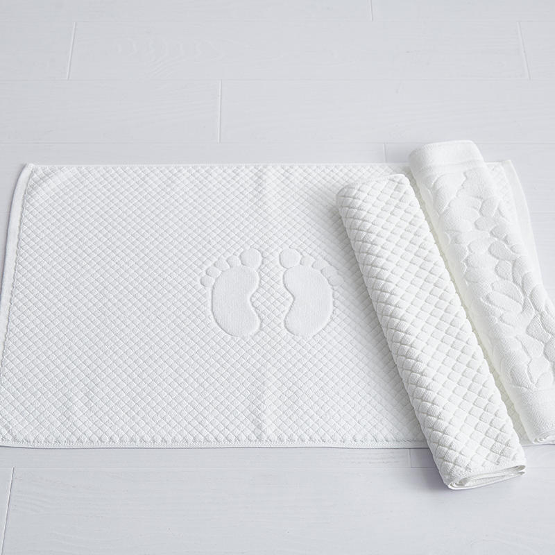 100% Ring Spun Cotton Banded Shower Bathroom Floor Towels White Bath Mats