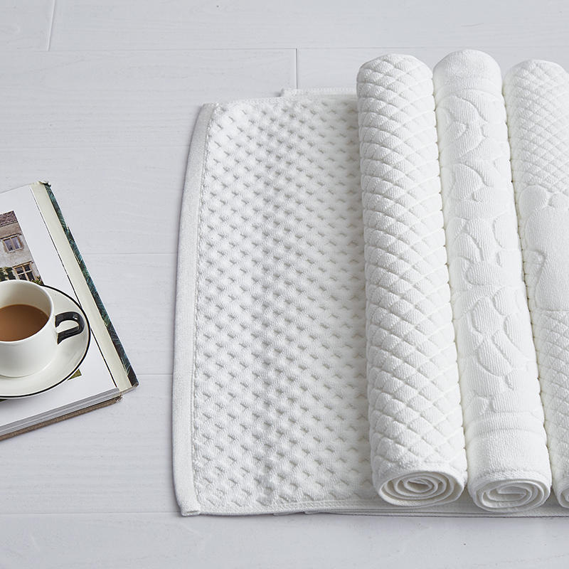 100% Cotton Jacquard Large White Bathroom Floor Towel Hotel Non Slip Bath Mat