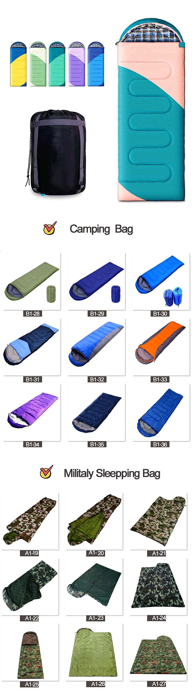 Hot Selling Customizable Winter Warm Portable Mummy Type Camping Hiking Sleeping Bag