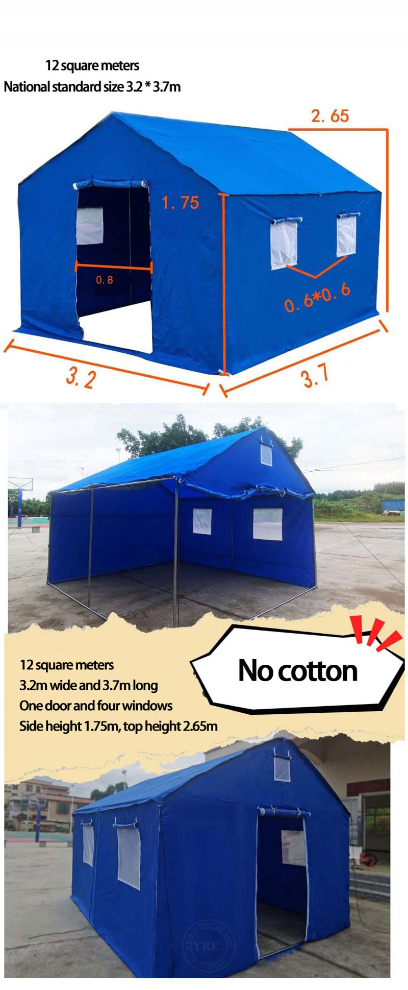 12 Sqm Plastic Camping Air Tent With Ropes