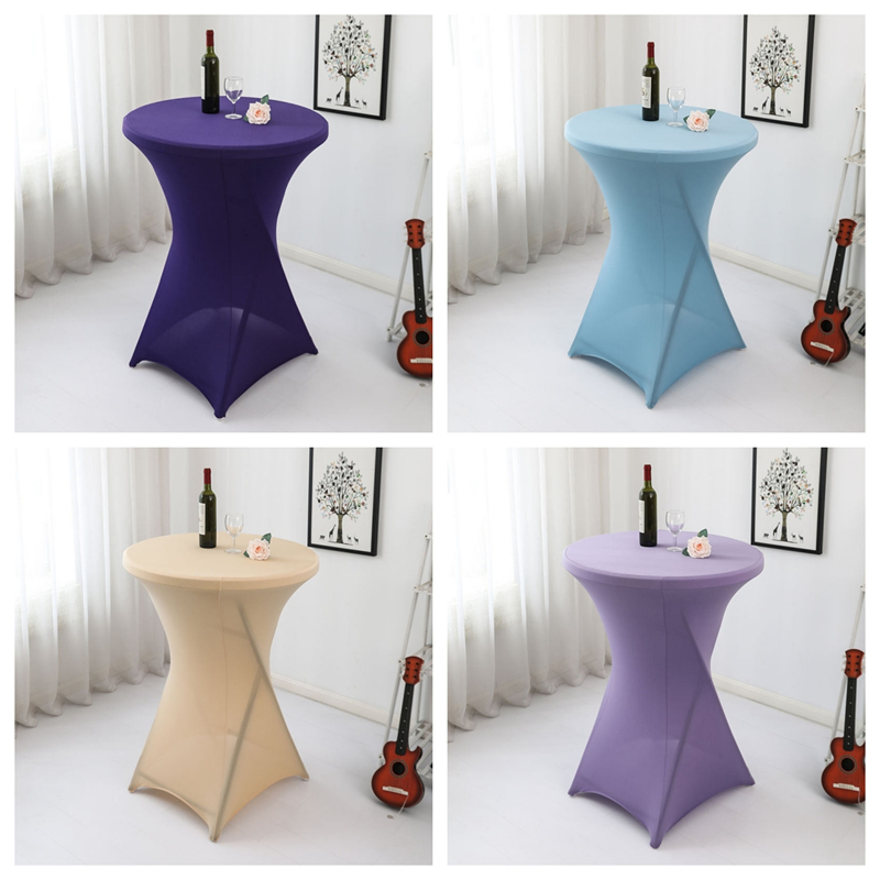 Solid Color Round Banquet Stretch Table Cloth Polyester Spandex Table Cover