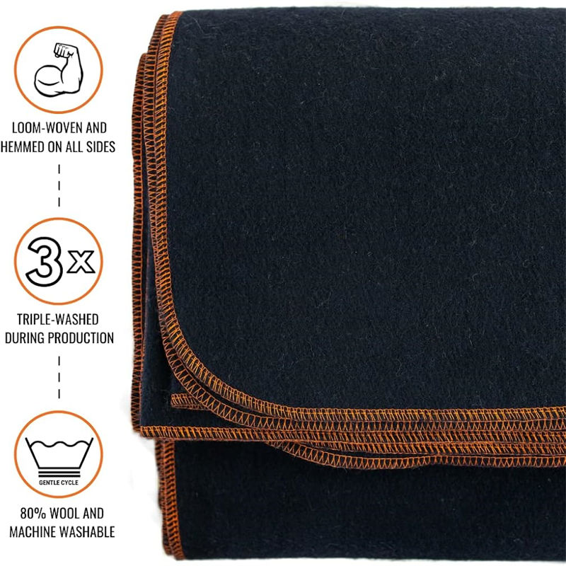 Disaster Emergency and Navy Wool Blanket - Skin-friendly