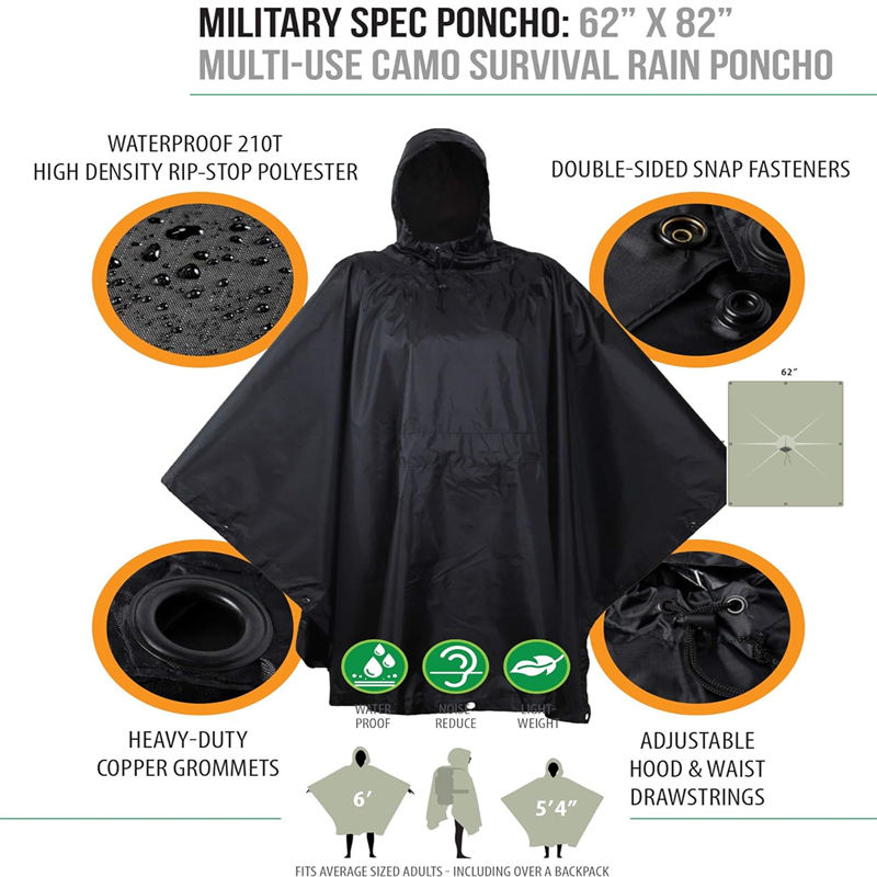 Rain Poncho Liner with Drawstring