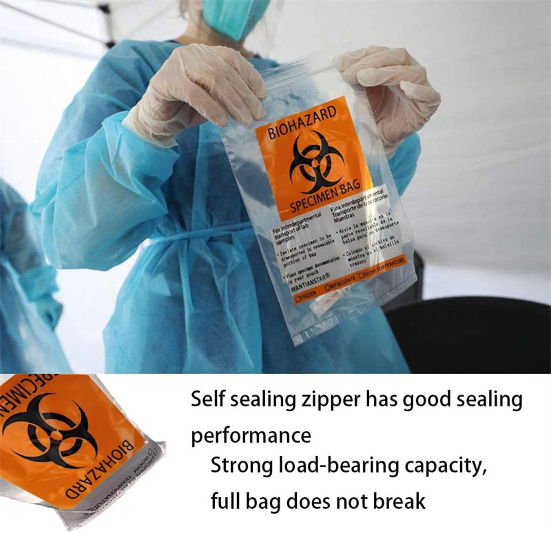 Dual-Track Zipper Biohazard Collection Bags
