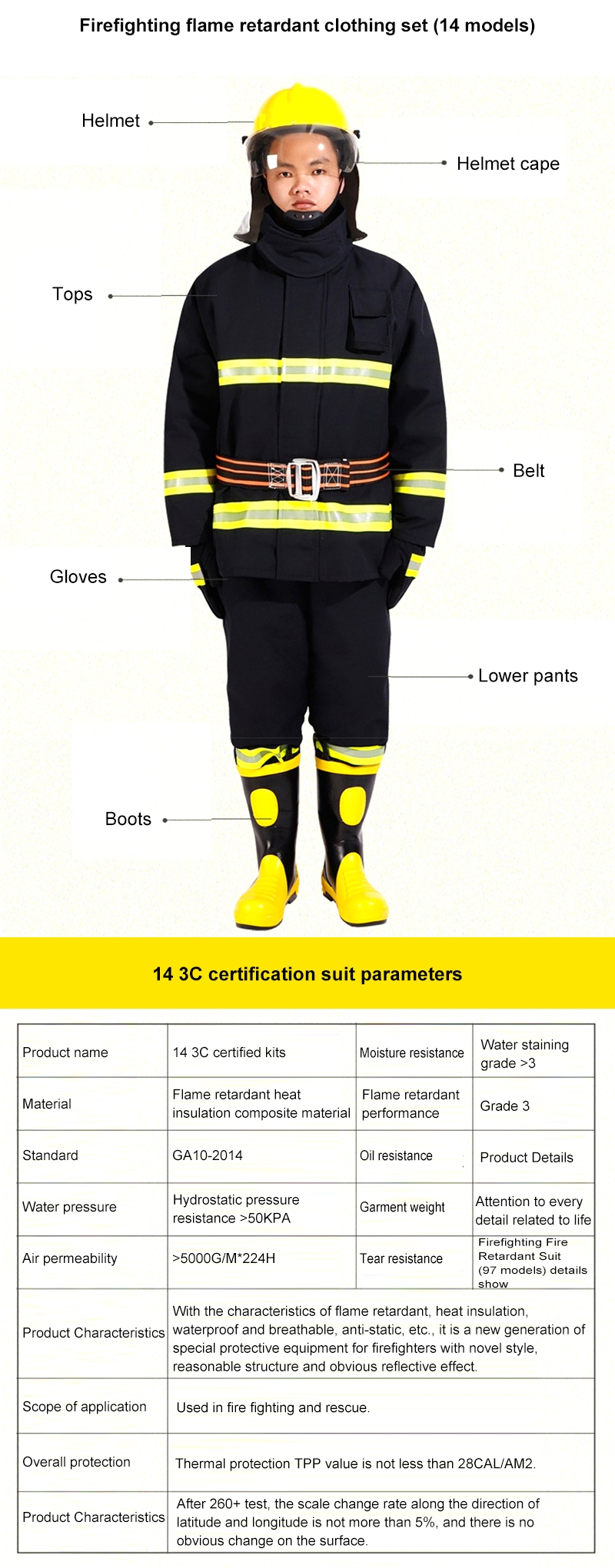 High-visibility Reflective Firefighting Suit Set