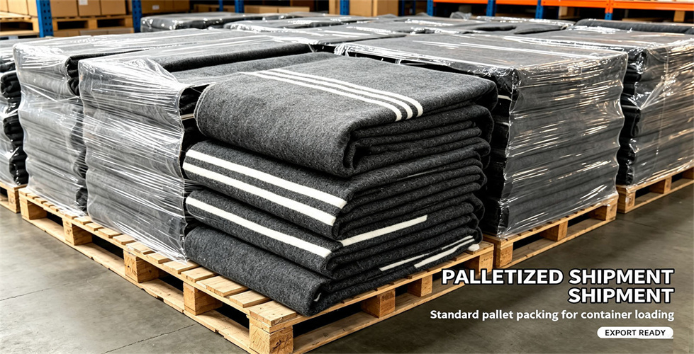Recycled polyester relief blanket shown in a practical supply setting for sample confirmation.