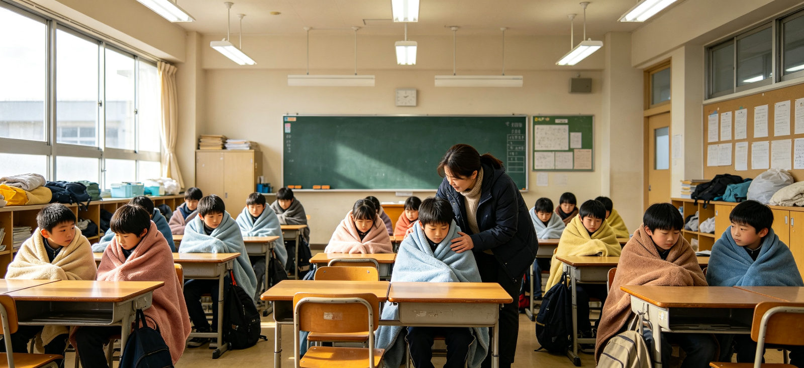 Emergency relief blanket classroom training scene for procurement standards and user instruction