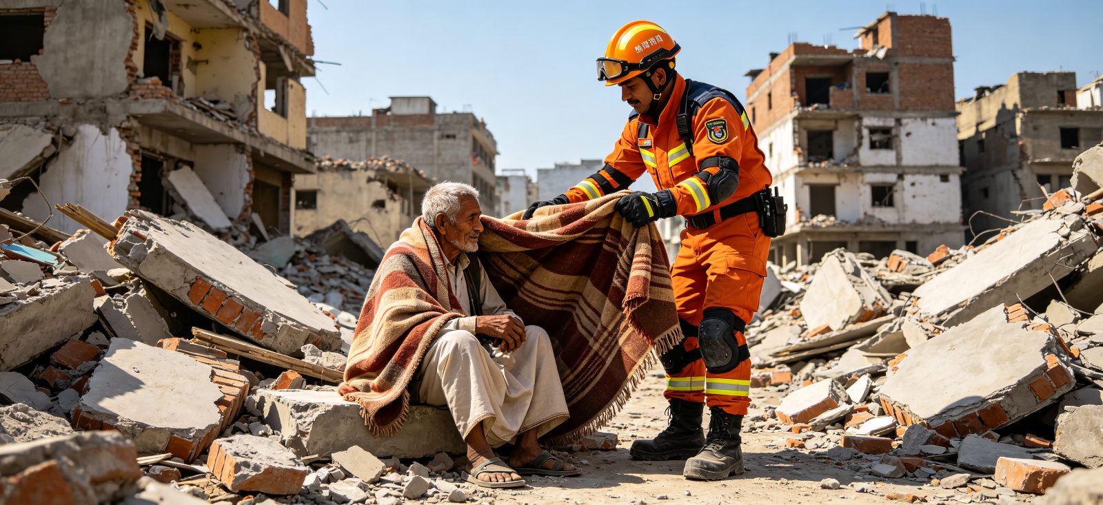 Emergency relief blanket rescue scene for during-disaster response and emergency allocation planning