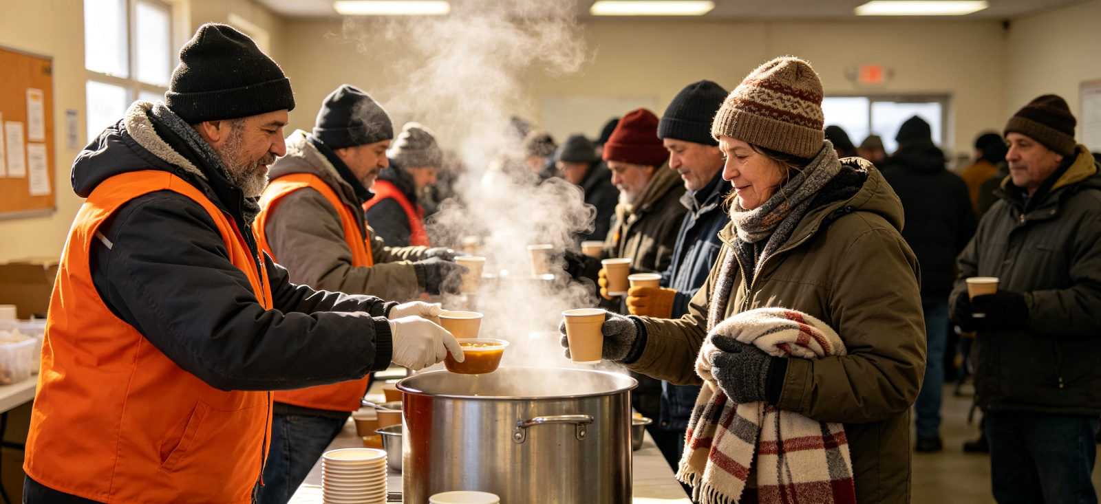 Emergency relief blanket winter soup-line scene after FAQs for practical relief planning Emergency relief blanket winter soup-line scene after FAQs for practical relief planning