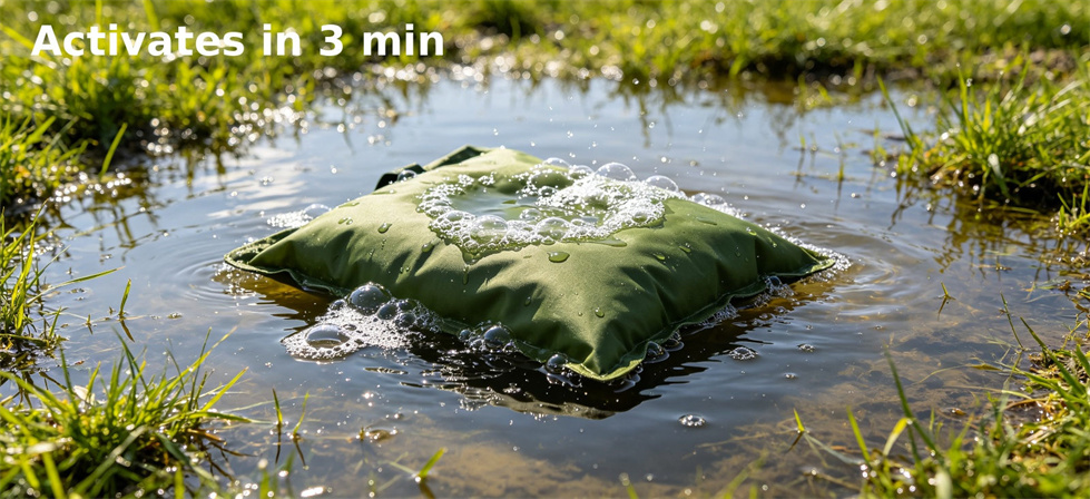 Sandless flood bag water activation test for emergency response teams reviewing deployment speed Sandless flood bag water activation test for emergency response teams reviewing deployment speed