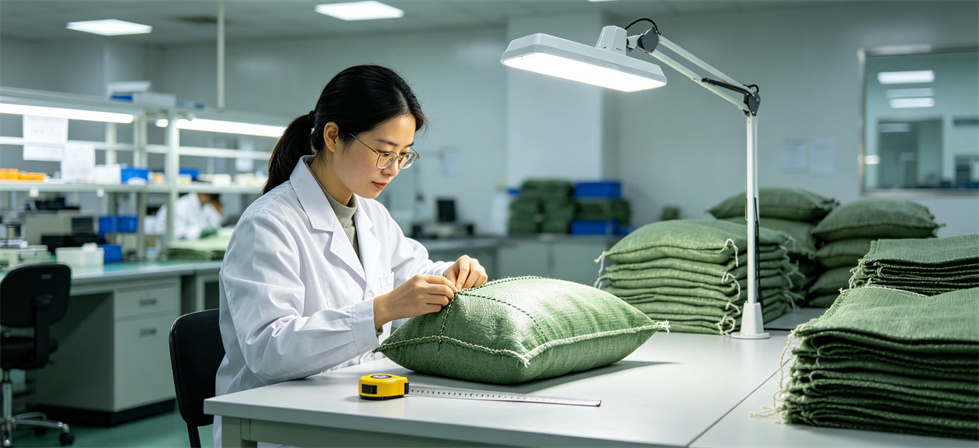 Flood sandbags inspection table for confirming sample details, seams and procurement quotation inputs Flood sandbags inspection table for confirming sample details, seams and procurement quotation inputs