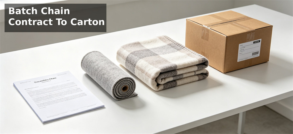 Relief blanket material sample with contract documents for B2B specification and batch approval review