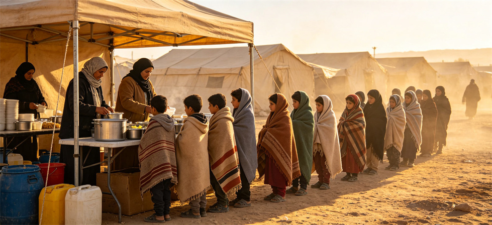 Relief blanket field distribution line for disaster camp allocation and emergency response planning