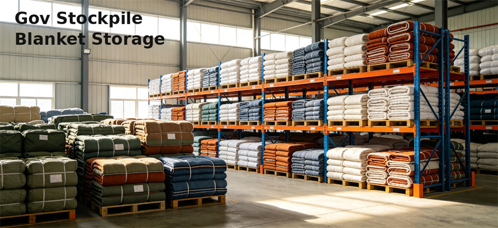 Government stockpile warehouse showing blanket storage for logistics planning and supply planning