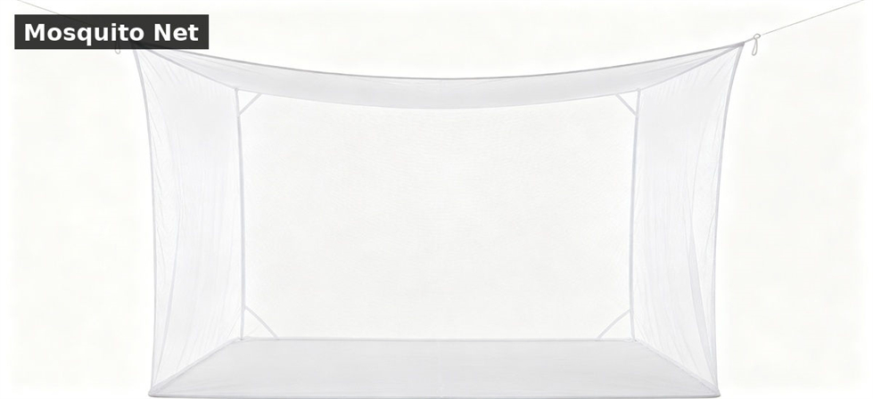 Mosquito net displayed for shelter hygiene and humanitarian relief accommodation