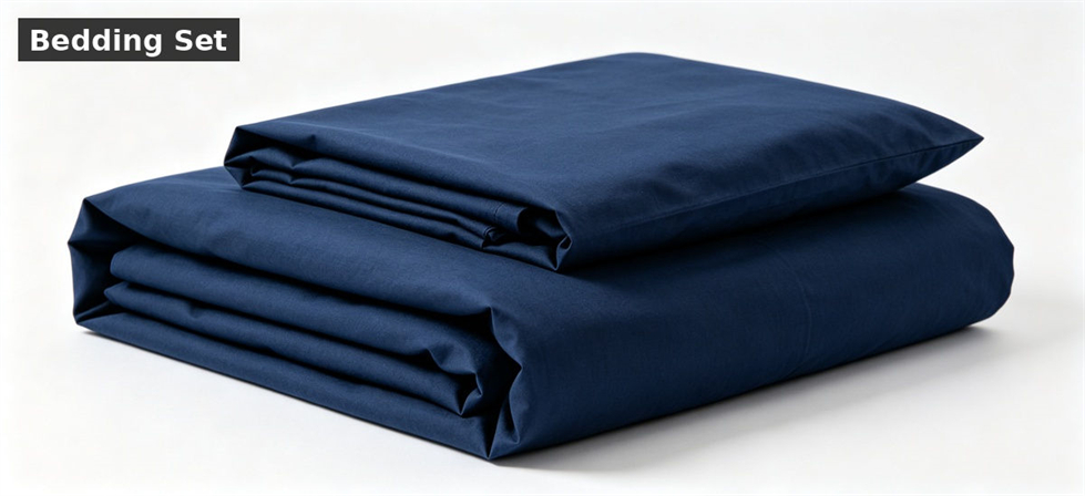 Folded bedding set displayed for a 500-person emergency tent camp configuration for B2B procurement