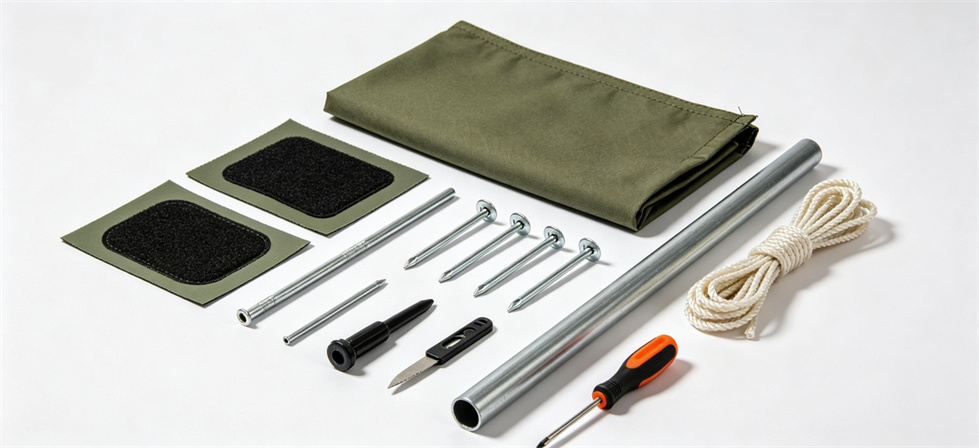 Frame tent repair kit for institutional relief tent procurement and project review