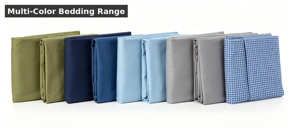 Multi color bedding sets row for institutional procurement, inspection and supply planning