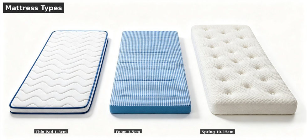Three school mattress types thickness comparison for school dormitory supplies procurement and institutional supply planning