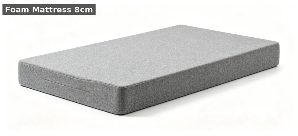 Grey foam school mattress 8cm white background for school dormitory supplies procurement and institutional supply planning