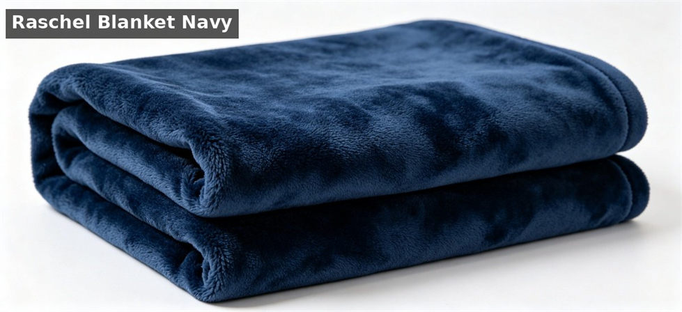 Navy blue raschel school blanket folded white background for school dormitory supplies procurement and institutional supply