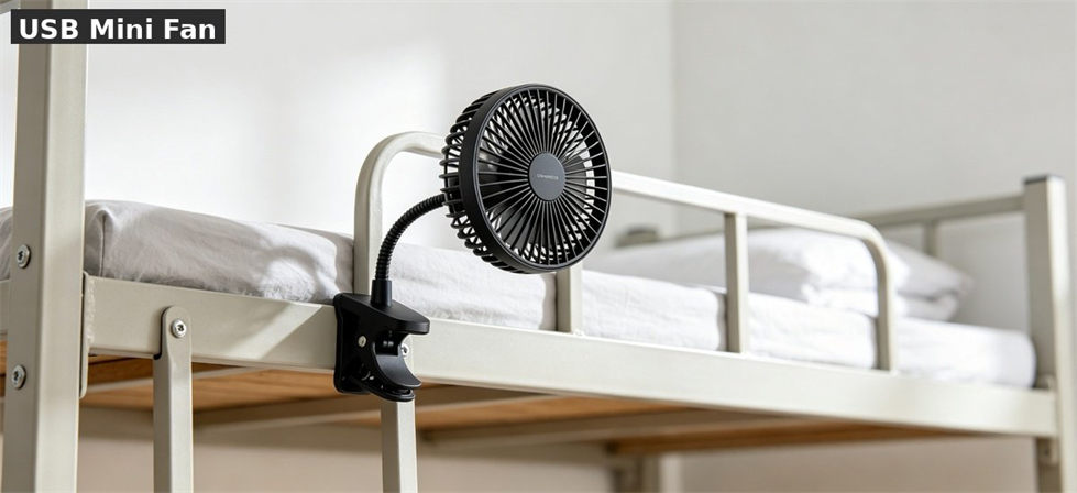 Usb clip mini fan for school bunk bed white bg for school dormitory supplies procurement and institutional supply planning