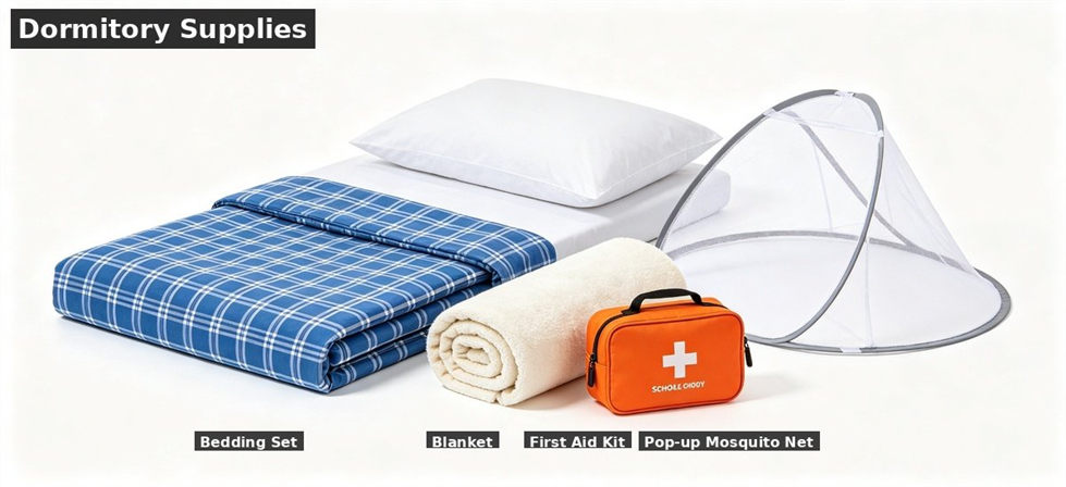 School dormitory supplies full collection display for school dormitory supplies procurement and institutional supply planning