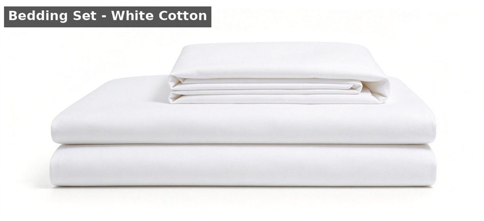 White pure cotton school bedding set white background for school dormitory supplies procurement and institutional supply