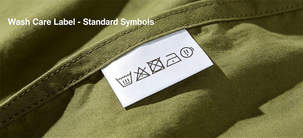 Standard wash care label symbols printed on institutional bedding fabric to guide proper cleaning and maintenance for bulk buyers Standard wash care label symbols printed on institutional bedding fabric to guide proper cleaning and maintenance for bulk buyers