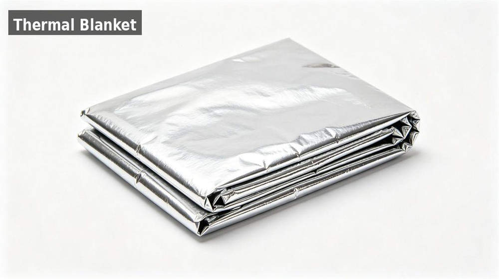 Emergency thermal blanket silver reflective Mylar survival warmth and shelter blanket