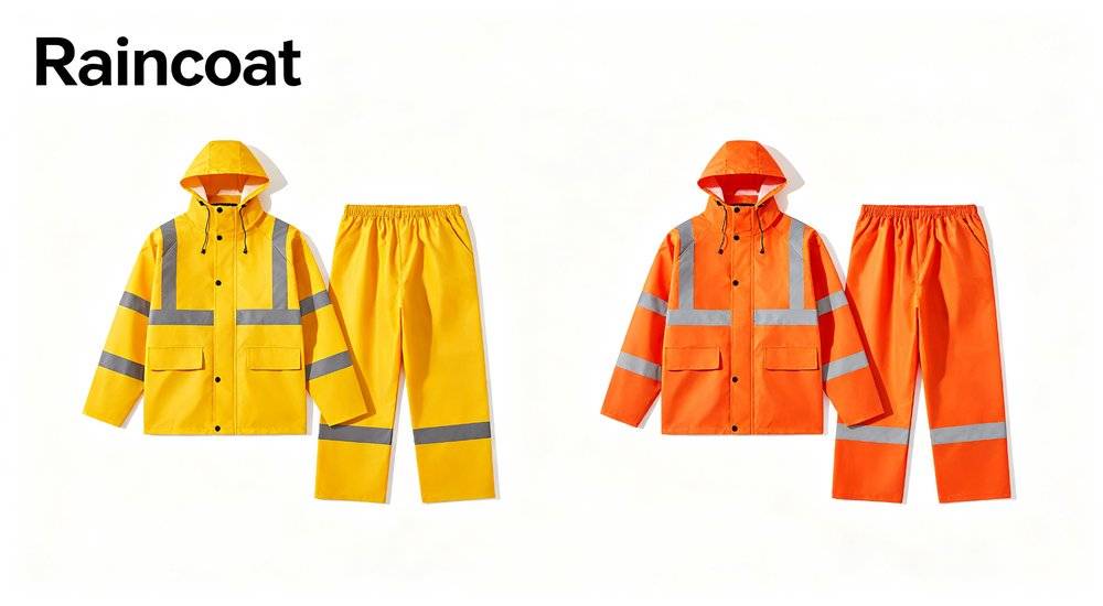 High visibility waterproof raincoat sets with jacket and pants in yellow orange, EN 343 rain suits for mountain flood rescue