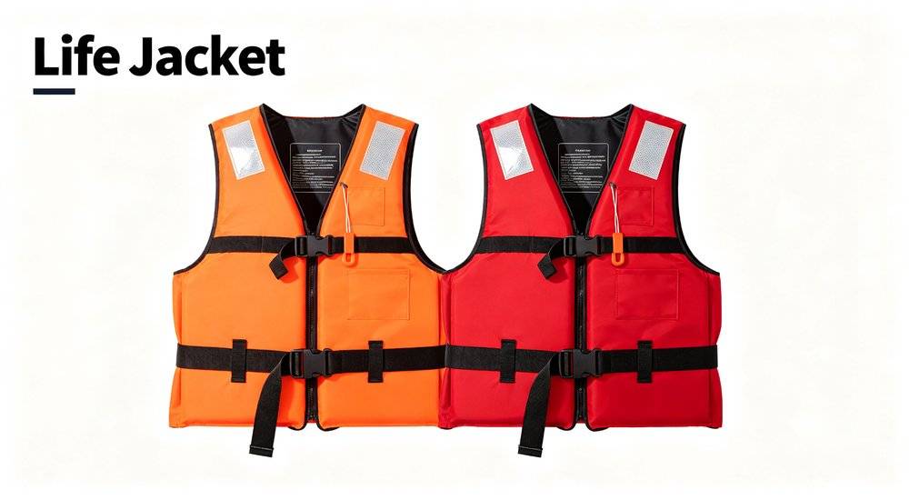 Buoyancy life jackets vests in orange and red for water rescue, ISO 12402 certified life jackets Buoyancy life jackets vests in orange and red for water rescue, ISO 12402 certified life jackets